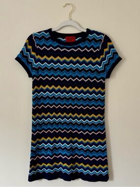 Missoni for Target Chevron Knit Mini Dress, Blue – Size Small